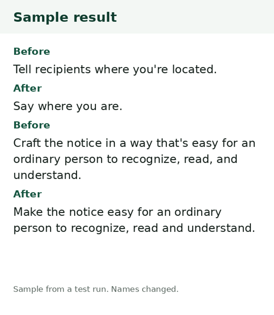A real page from Voice-Matched Draft Editor: the first page of the file you get